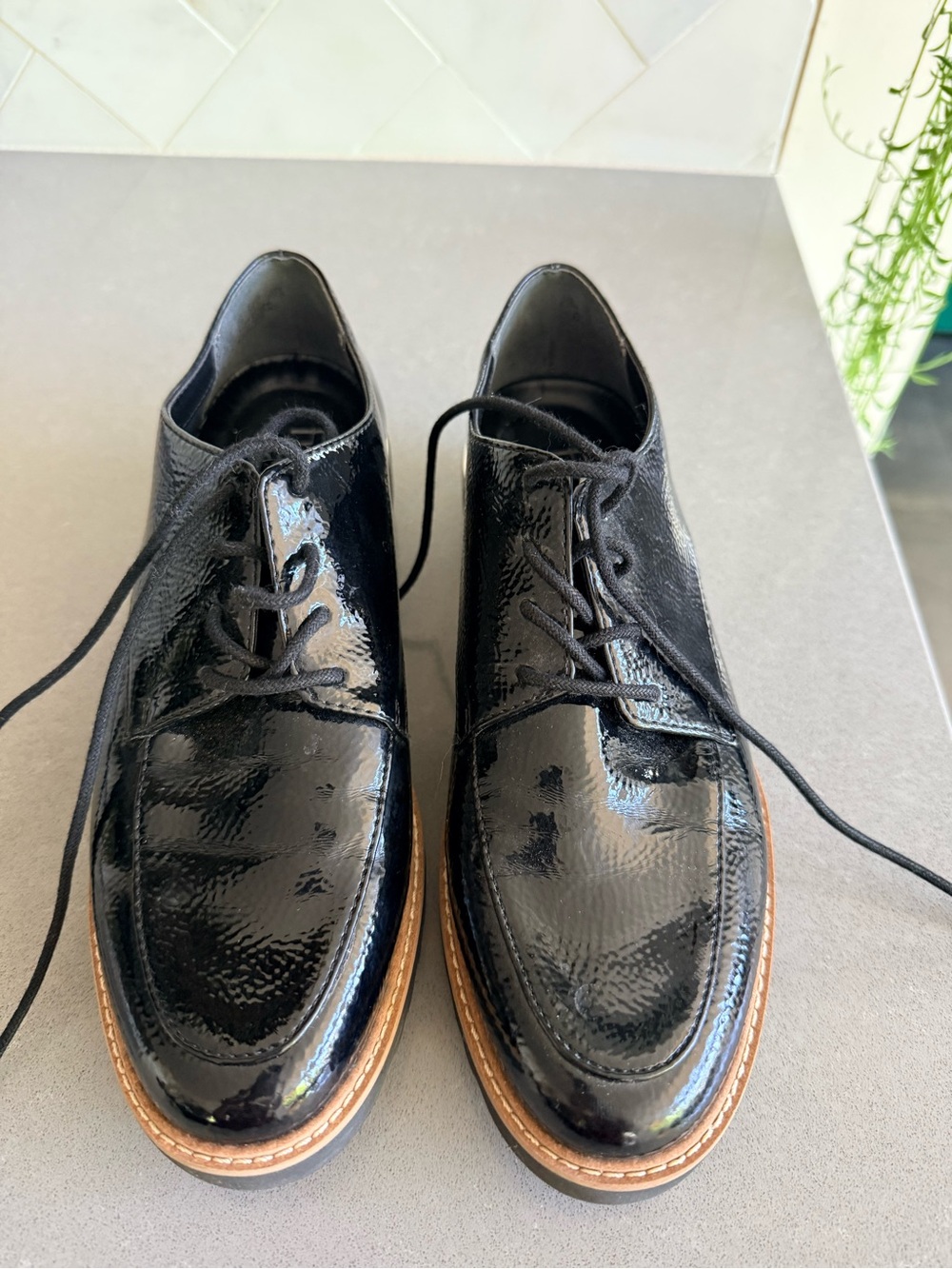 Franco Sarto Black Patent Leather Shoes Loafers